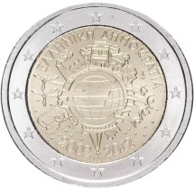 Греция 2 евро 2012 / 10 лет евро UNC