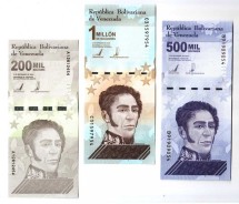 Венесуэла 1000000, 200000, 500000 боливаров 2020  Симон Боливар UNC  Гознак 