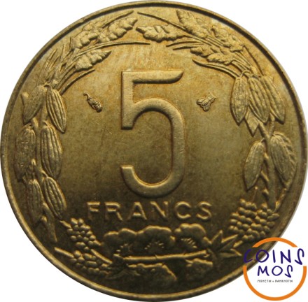 Центральная Африка 5 франков КФА 1998 г. Антилопы Аддакс