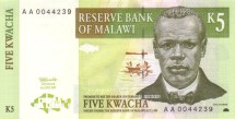 Малави 5 квача 1997  Джон Чилембве  UNC /коллекционная купюра  