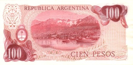 Аргентина 100 песо 1976-1978 Ушуайя, огненная Земля UNC