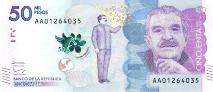 Колумбия 50000 песо 2015 г «Габриэль Гарсиа Маркес» UNC