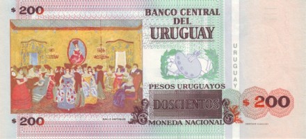 Уругвай 200 песо 2009 г «Художник Педро Фигари. Старый танец» UNC
