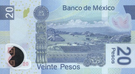 Мексика 20 песо 2011 г Портрет Бенито Хуареса UNC Пластиковая серия Q