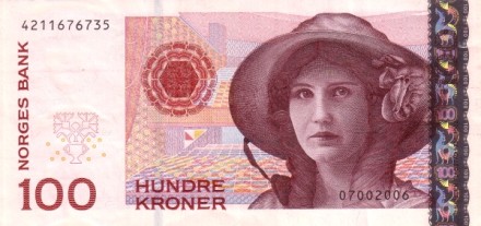 Норвегия 100 крон 2006 Оперная певица Кирстен Флагстад UNC / коллекционная купюра