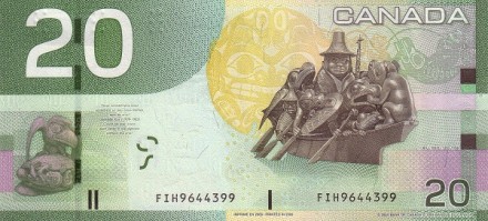 Канада 20 долларов 2010 г Елизавета II UNC