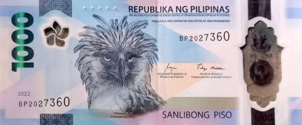 Филиппины 1000 песо 2022 Рифы Туббатаха. Филиппинский орел UNC / пластиковая коллекционная купюра