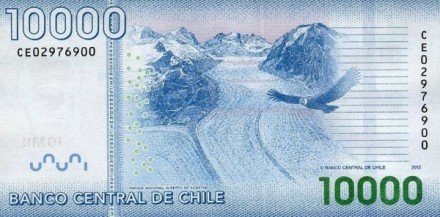 Чили 10000 песо 2012 г «Кондор в национальном парке Альберто де Агостини» UNC