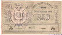 Временный Кредитный билет Туркестанского края 250 рублей 1919 г  Достаточно редкая! 
