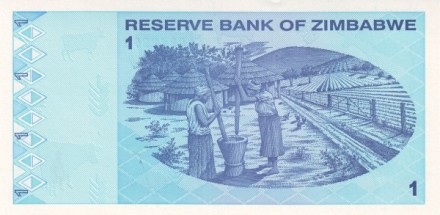 Зимбабве 1 доллар 2009 Зимбабвийская деревня UNC