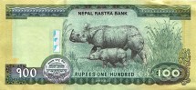 Непал 100 рупий 2019 Носороги  UNC / коллекционная купюра        