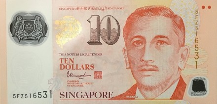 Сингапур 10 долларов 2014 г «первый президент Сингапура Юсуф Бин Исхак. Спорт» UNC пластик