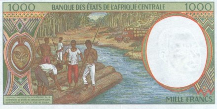 Чад 1000 франков 2000 г «Сплавщики леса» UNC (P)