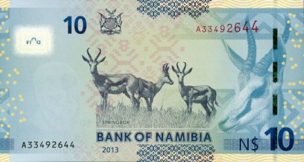 Намибия 10 долларов 2013 г «отец намибийской нации Сэм Нуйома» UNC