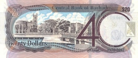 Барбадос 20 долларов 2012 / 40 лет Нац.Банку UNC Юбилейная!!
