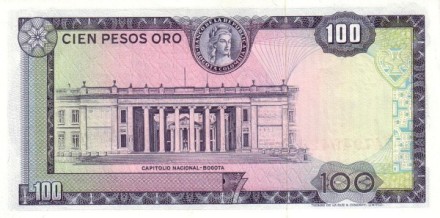 Колумбия 100 песо 1974 г &quot;Генерал Франсиско де Паула Сантандер&quot; UNC