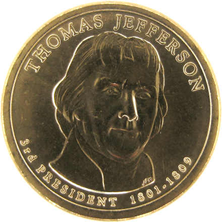 США Томас Джефферсон 1 доллар 2007 / коллекционная монета
