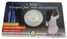 Бельгия 2 евро 2015 г  Европейский года развития.  В красочной коин-карте  Тираж: 235000 шт.