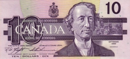 Канада 10 долларов 1989 г «портрет сэра Джона А. Макдональда» UNC