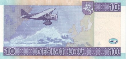 Литва 10 лит 2007 г «Летчики» UNC