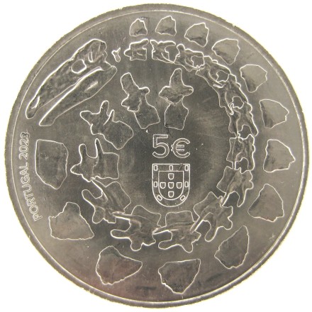 Португалия 5 евро 2023 Мирагая Лониколум из серии &quot;Динозавры&quot; UNC / коллекционная монета