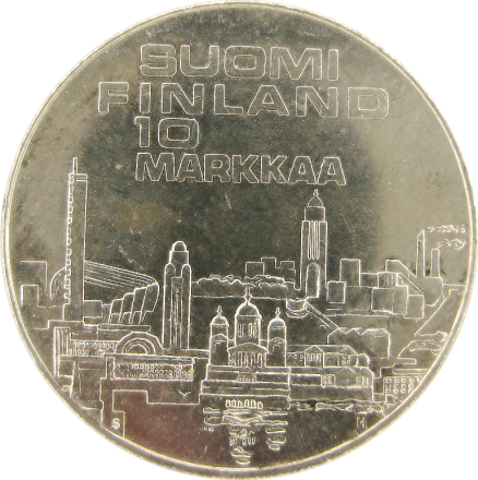 Финляндия 10 марок 1971 г. X Чемпионат Европы по легкой атлетике Серебро.