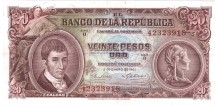 Колумбия 20 песо 1961 г. аUNC  редк