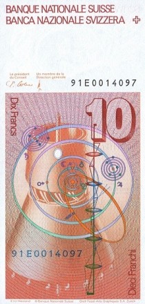 Швейцария 10 франков 1991 г «математик Леонард Эйлер» UNC