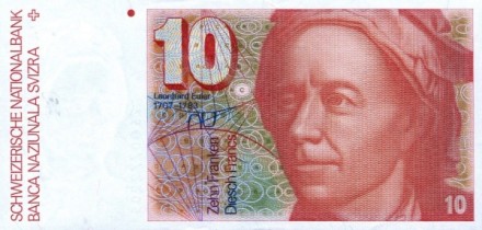 Швейцария 10 франков 1991 г «математик Леонард Эйлер» UNC