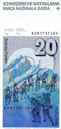 Швейцария 20 франков 1982 г Гораций-Бенедикт де Соссюр UNC