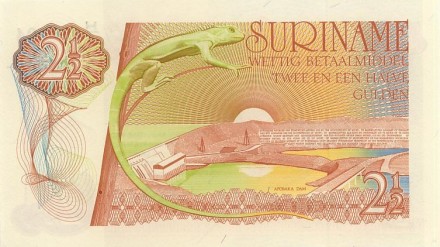 Суринам 2,5 гульдена 1985 г «Голубая танагра» UNC