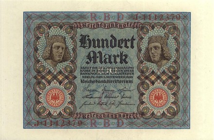 Германия 100 марок 1920г. UNC