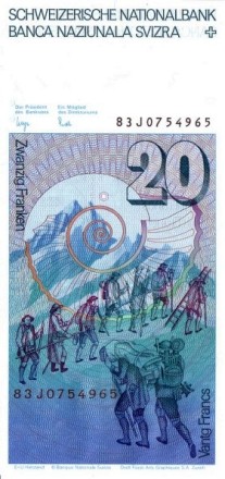 Швейцария 20 франков 1983 г Гораций-Бенедикт де Соссюр UNC