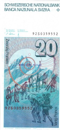 Швейцария 20 франков 1992 г Гораций-Бенедикт де Соссюр UNC
