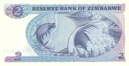 Зимбабве 2 доллара 1983 Большая тигровая рыба UNC
