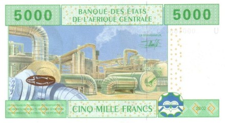 Камерун 5000 франков КФА 2002 г Нефтеперерабатывающий завод UNC
