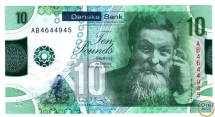Ирландия Северная (Danske Bank) 10 фунтов 2017 (2019)  Джон Данлоп UNC пластик