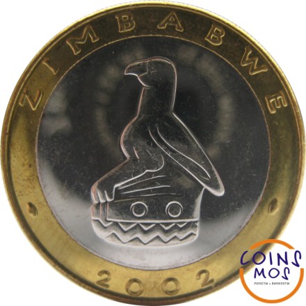 Зимбабве 5 долларов 2002 г Носорог