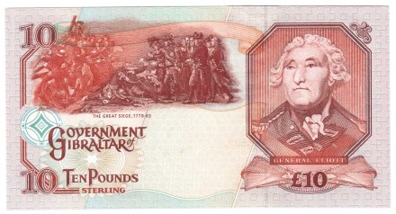 Гибралтар 10 фунтов стерлингов 1995 г. Великая осада Гибралтара в 1779 - 1783 г. UNC