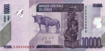 Конго 10000 франков 2013  Статуэтка повар Куба, Буйволы  UNC / коллекционная купюра   