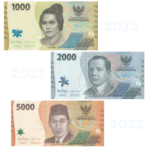 Индонезия Набор банкнот 1000, 2000, 5000 рупий 2022  Национальные герои UNC      
