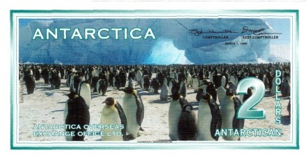 Антарктика 2 доллара 1996г. UNC