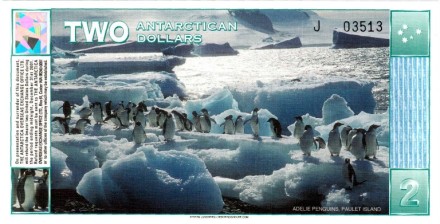 Антарктика 2 доллара 1996г. UNC