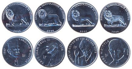 Конго Львы и Кардиналы Набор из 4 монет 2004 г