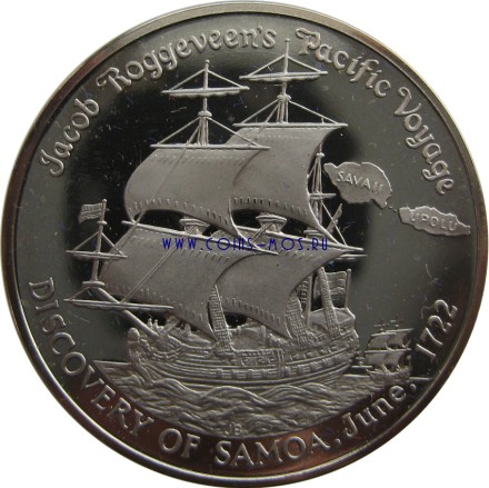 Западное Самоа 1 доллар 1972 г «250 лет открытия Западного Самоа» Proof В коробке