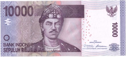 Индонезия 10000 рупий 2010 Султан Махмуд Бадаруддин II UNC