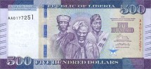 Либерия 500 долларов 2016 Бегемоты  UNC / коллекционная купюра        