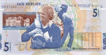 Шотландия 5 фунтов 2005 Джек Уильям Никлаус по прозвищу /Золотой медведь/ UNC