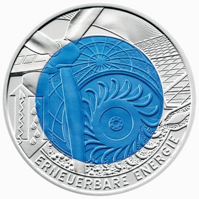 Австрия 25 евро 2010 Возобновляемая энергия / Ниобий+серебро