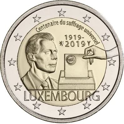 Люксембург 2 евро 2019 г Избирательное право тираж: 300 000